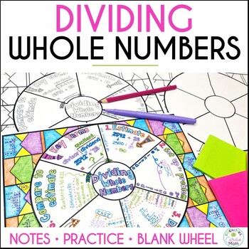 Preview of Long Division Guided Notes Dividing Whole Numbers 5th Grade Math Wheel