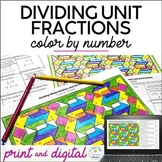 Dividing Whole Numbers and Unit Fractions Color by Number