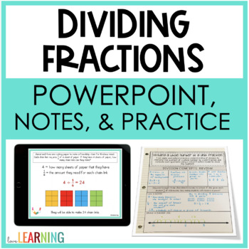 Preview of Dividing Whole Numbers and Unit Fractions Lesson, Notes, and Google Slides™