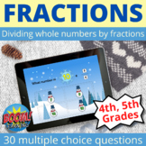 Dividing Whole Numbers by Fractions Boom Cards Winter Dist
