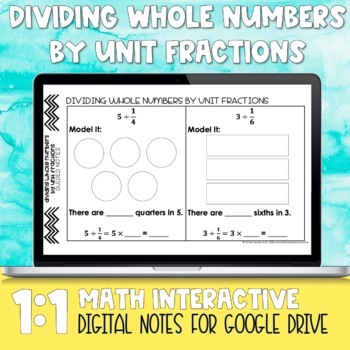 Preview of Dividing Whole Numbers by Unit Fractions Digital Notes