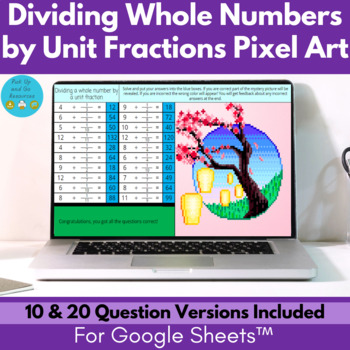 Preview of Dividing Whole Numbers by Unit Fractions Pixel Art Digital Activity