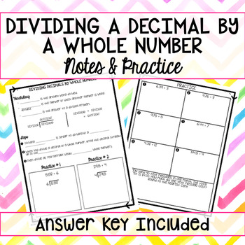 Preview of Dividing a Decimal by a Whole Number Notes & Practice