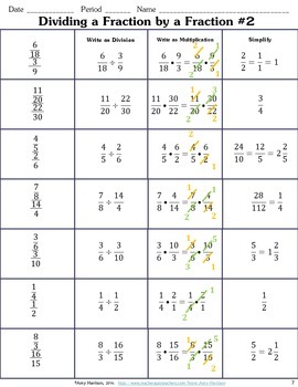 dividing a fraction by a fraction worksheet by amy harrison tpt