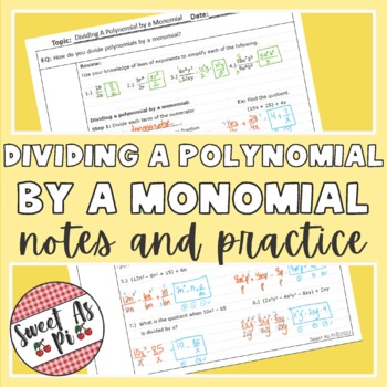 Preview of Dividing a Polynomial by a Monomial - Guided Notes and Practice