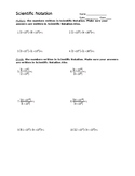 Dividing and Multiplying Scientific Numbers Practice Sheet