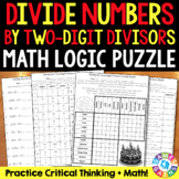 Dividing by 2 Digit Numbers {5.NBT.6} Math Logic Puzzle
