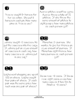 FREE Dividing by 7 and 8 - Task Cards, Word Problems, Equations | TPT