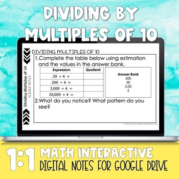 Preview of Dividing by Multiples of 10 Digital Notes