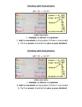 Preview of Dividing with Remainders Scaffolded Notes Visual