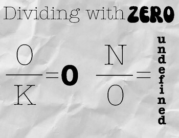 Preview of Dividing with Zero Classroom Poster (2 options, 1 color/1B&W)