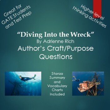 Preview of Diving Into the Wreck by Adrienne Rich Author's Craft/Purpose Questions