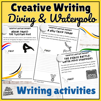Preview of Diving & Waterpolo Sports Creative Writing Prompts Worksheets & Activities
