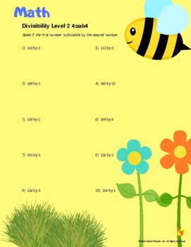 Preview of Divisibility of Whole Numbers Level 2 4.OA.B.4