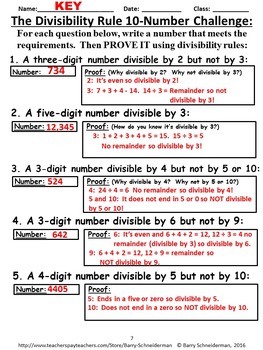 Divisibility Rule Critical Thinking 10-Number Challenge Competitions