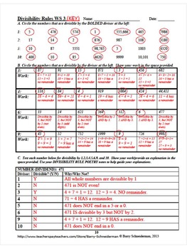 Divisibility Rules - Poetry, Worksheets, Keys, and Mastery Tests