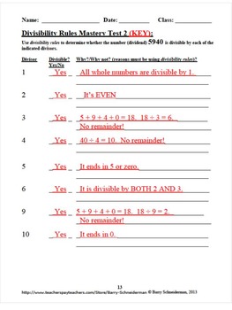 divisibility rules poetry worksheets keys and mastery