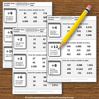 divisibility rules activities 4th grade math review games