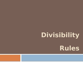 Preview of Divisibility Rules