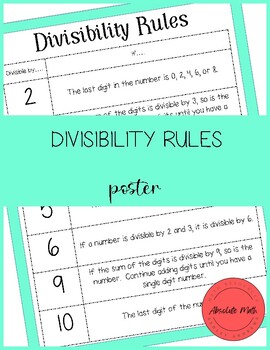 Preview of Divisibility Rules Poster