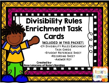 Preview of Divisibility Rules Enrichment Task Cards