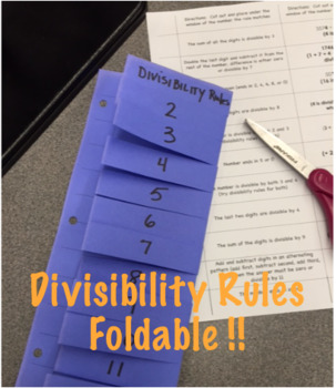 Preview of Divisibility Rules Foldable with student instructions