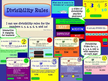 Preview of Divisibility Rules Interactive SMARTboard and Foldable
