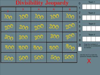 Preview of Divisibility Rules Jeopardy - Smartboard