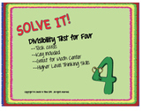 Divisibility Test for FOUR Task Cards--Distance Learning Independent Work
