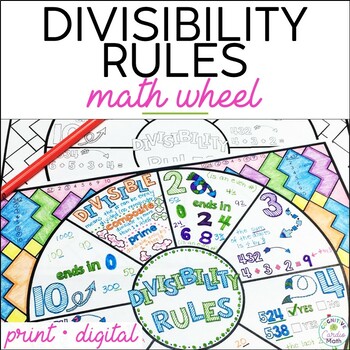 Preview of Divisibility Rules Notes Doodle Wheel Guided Math Notes Worksheet plus Digital