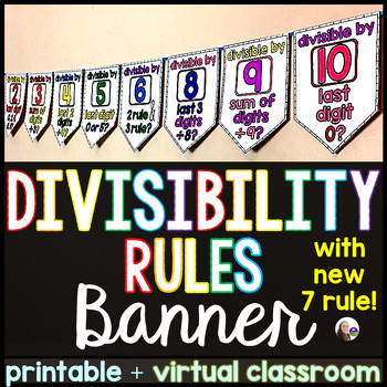 Preview of Divisibility Rules Math Pennant | math classroom decor