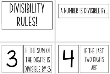 Preview of Divisibility Rules Poster