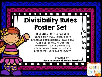 Preview of Divisibility Rules Poster Set