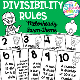 Divisibility Rules Posters Farm Theme ~Black & White~ For 