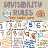 Divisibility Rules Posters in Color with a Boho Rainbow Ne