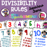 Divisibility Rules Posters in Color with a Superhero Kids Theme