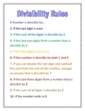 Divisibility Rules Teaching Resources