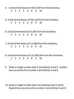 divisibility rules worksheet freebie by math central tpt