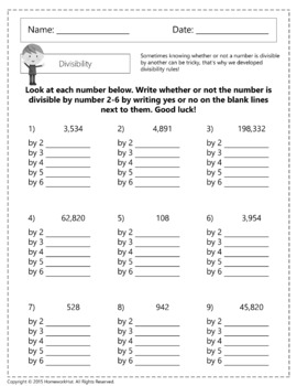 4oa4 divisibility rules worksheets by homework hut tpt