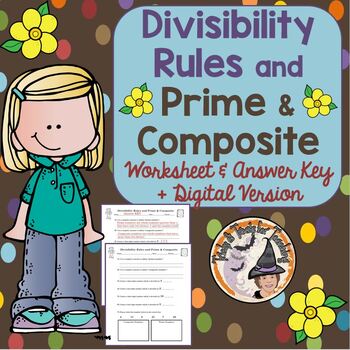 Preview of Divisibility Rules and Prime Composite Divisible Worksheet + KEY + DIGITAL