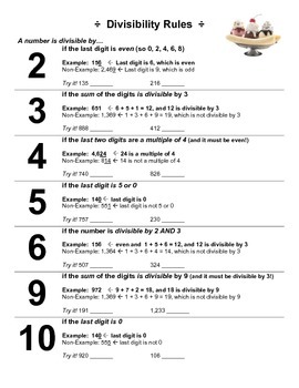 divisibility rules worksheet teaching resources tpt