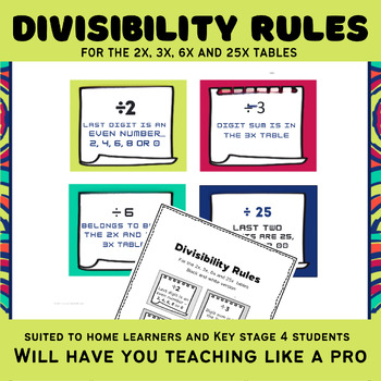 Preview of Divisibility Rules for 2, 3, 6 and 25 times tables FREE Ideal for KS4 printable