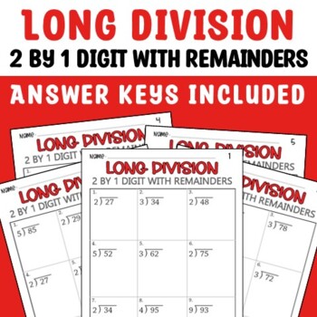 Preview of Division: 2 Digit by 1 Digit Long for Basic Operations NO PREP Math Centers