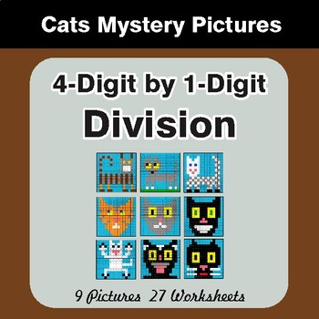 Division: 4-Digit by 1-Digit - Color-By-Number Math Mystery Pictures