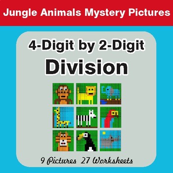 Division: 4-Digit by 2-Digit - Color-By-Number Math Mystery Pictures
