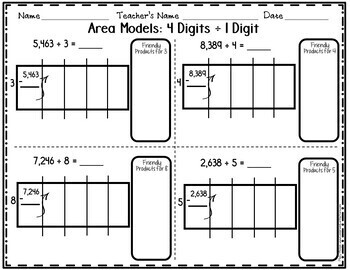 Division 4Th Grade: Area Models And Partial Quotients: Templates 4.Nbt.b.6