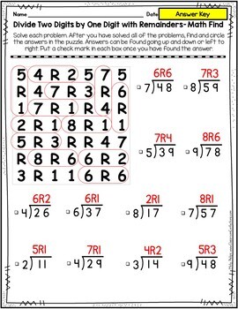 division activity two digit dividend divided by one digit division worksheet