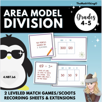 Preview of Division Game Area Model Match and Scoot 4.NBT.B6 Partial quotients