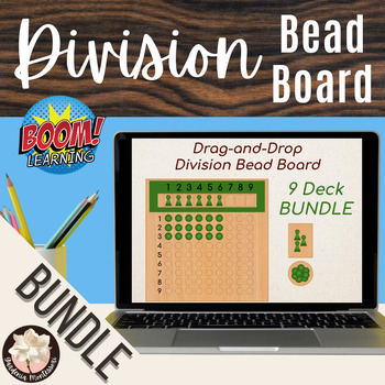 Preview of Montessori Division Bead Board Boom Cards BUNDLE - Digital Montessori Math Facts