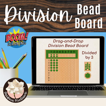 Preview of Division Bead Board Boom Cards - divide by 3 - Digital Montessori